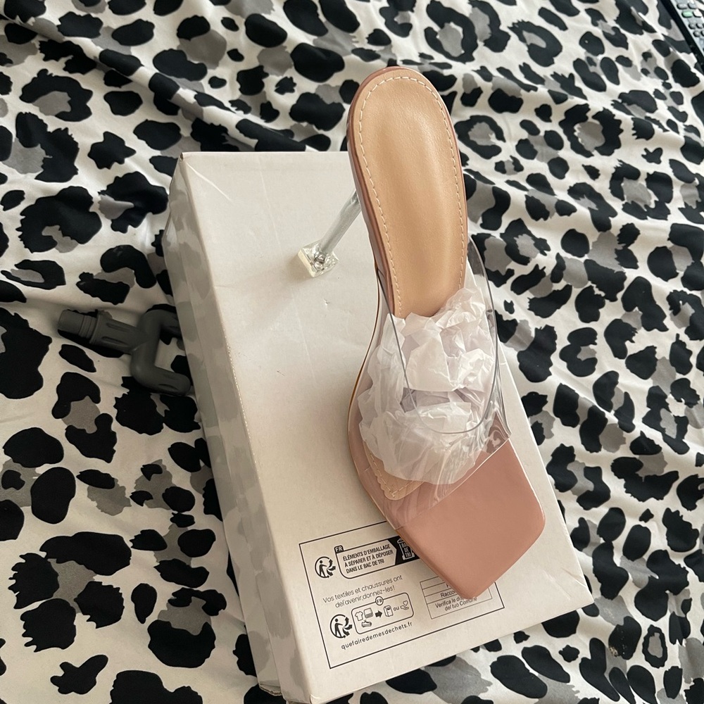 SHEIN Nude and Clear Strap Heels